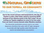 Natural Grocers® Provides Free Filtered Water to Communities Affected by Boil Water Advisory in Topeka, KS